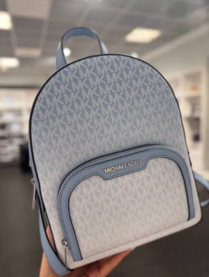 Mochila Michael Kors Jaycee Mediana Celeste Letras blancas1