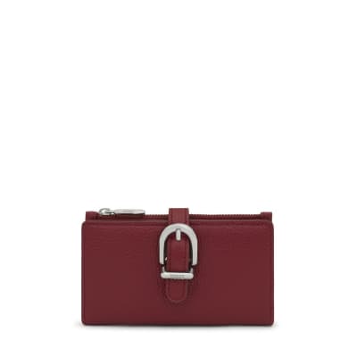 Billetera Tous Grande con broche de cuero Cherry