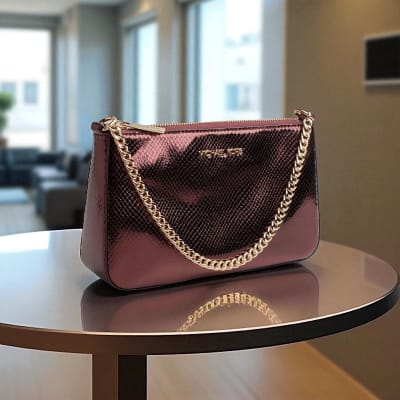 Cartera Michael Kors Jet Set Burdeo metalico1