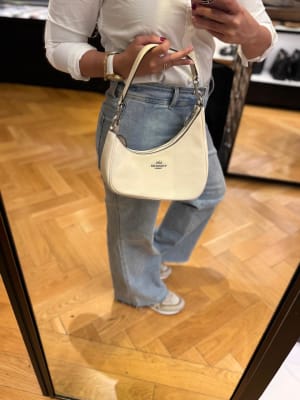 Cartera Coach Twisted Teri Media Luna Cuero Blanca