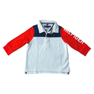 Polera Tommy Hilfiger Kids pique manga larga blanca1