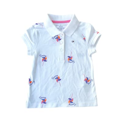 Polera  Tommy Hilfiger Kids pique remolino blanco
