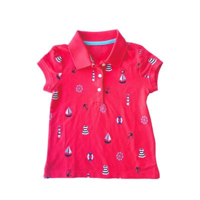 Polera Tommy Hilfiger Kids pique estampado blanco anclas