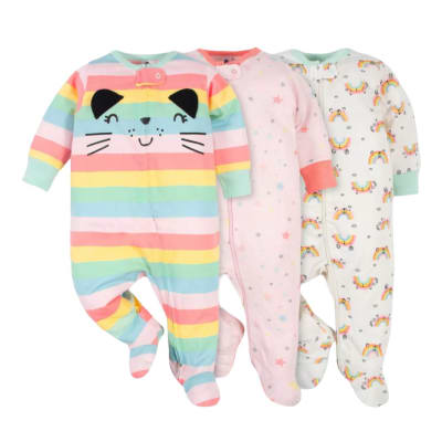 Set 3 piijamas Gerber gato arcoiris1