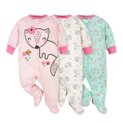 Set 3 pijamas Gerber zorrito rosa1
