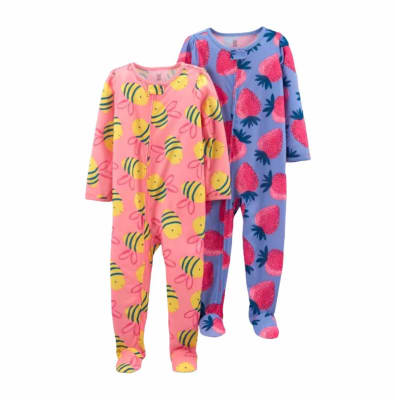 Set 2 pijamas Carter´s lila frutillas y rosado abejitas