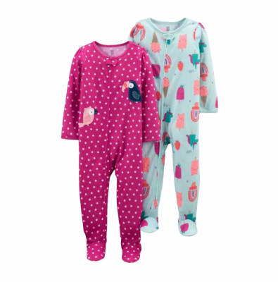 Set 2 pijamas Carter's rosado pelicano y verde helados1