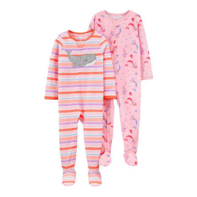 Set 2 pijamas Carter's sirenas y rayado ballena1