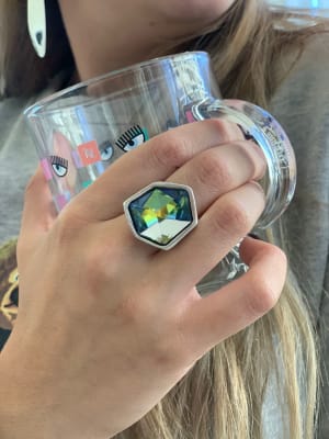 Anillo uno de 50 exagono brillante tornasol plata2