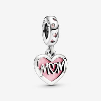 Charm Pandora corazon colgante mom letras fondo rosa1