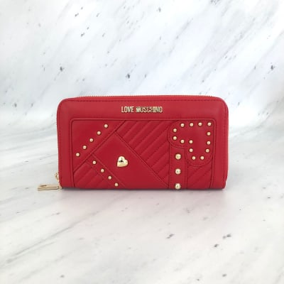 Billetera Love Moschino tachas rojo1