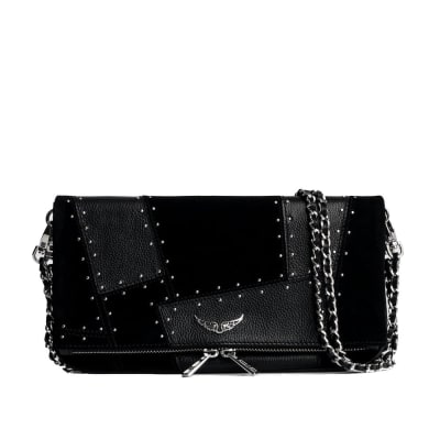 Crossbody Zadig et Voltaire Rectangular  Cuero gamuza Negro tachas plata1