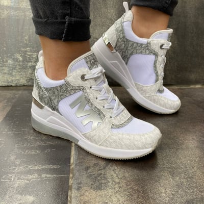 Zapatillas Michael Kors Crista blanco con plateado1