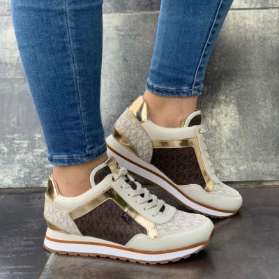 Zapatillas Michael Kors Maddy cafe letras1