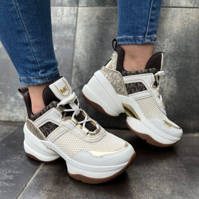 Zapatillas Michael Kors Olympia Cafe con dorado1
