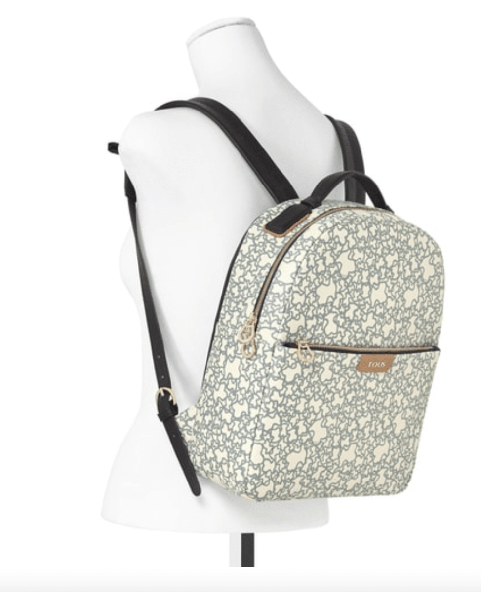 Mochila Tous Kaos ovalada beige y negro | Befashion