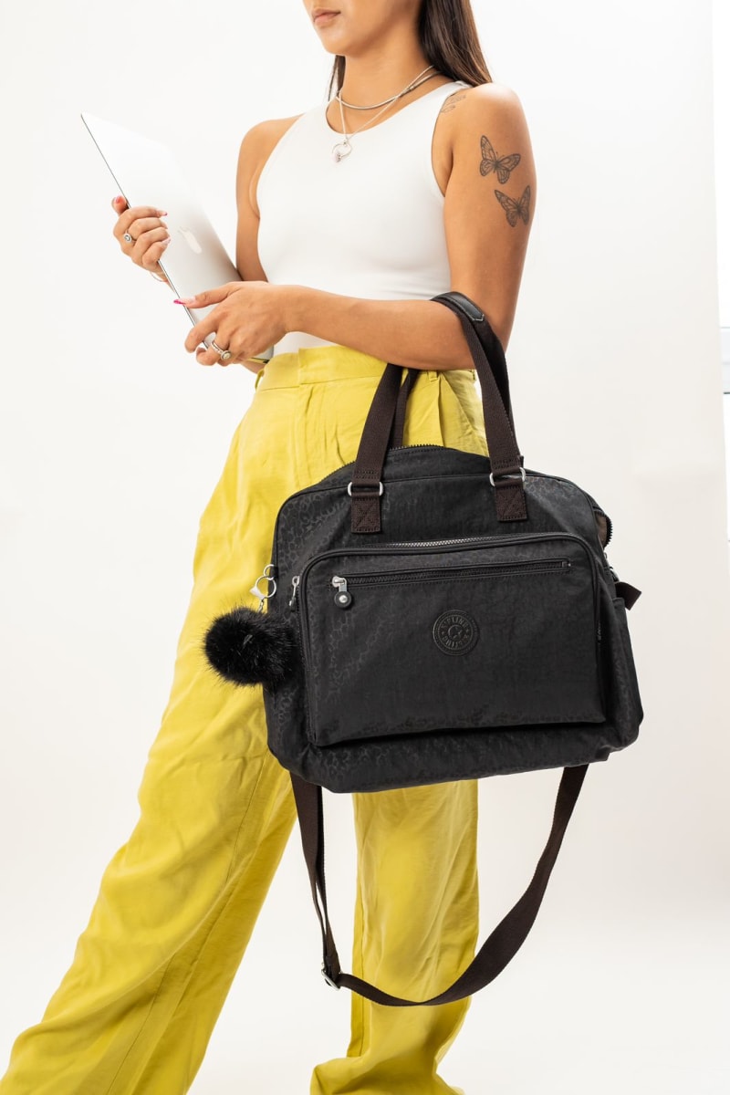 Bolso Maternal Kipling Alanna Negro Leopardo Befashion