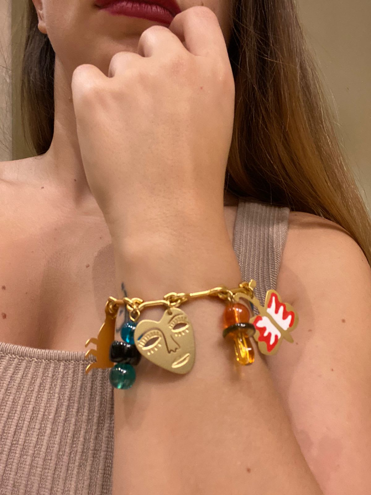 Pulsera Bimba y Lola diseños cara corazon dorada | Befashion
