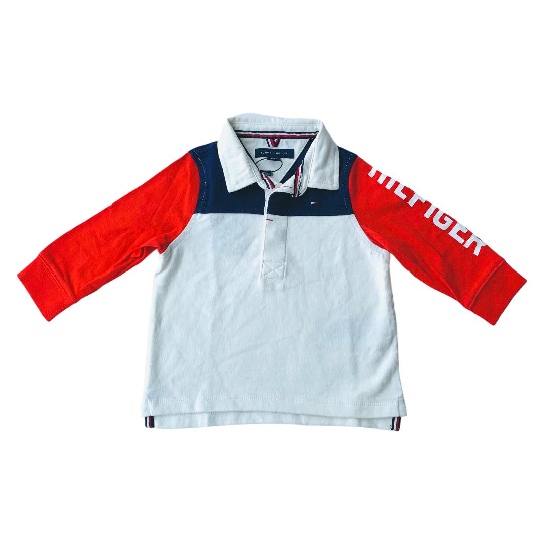 Polera Tommy Hilfiger Kids pique manga larga blanca | Befashion