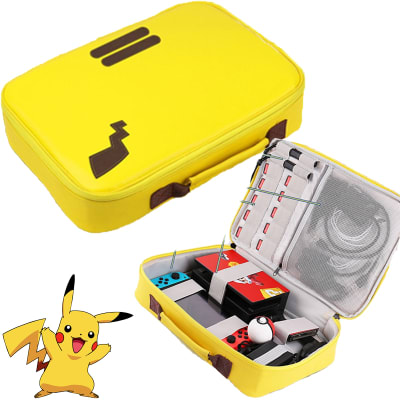 Maleta para Nintendo Switch y Oled Pikachú Amarillo Mediano