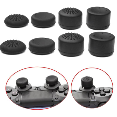 Set 8 und Grips PS4 PS5 Protectores de JoyStick Mando PS4 PS5 Negro