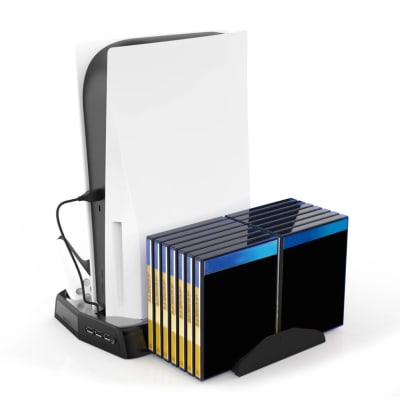 Base 4 en 1 para PS5, Ventilador, Cargador de Mandos, Portajuegos Kjh