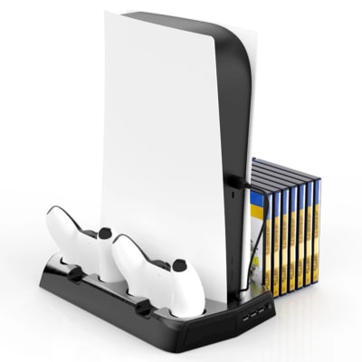 Base 4 en 1 para PS5, Ventilador, Cargador de Mandos, Portajuegos Kjh