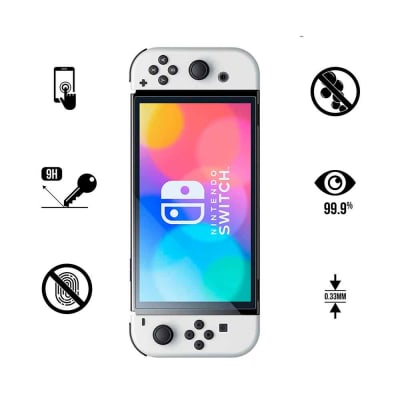 Pack 2 und Mica de Vidrio para Nintendo Switch OLED