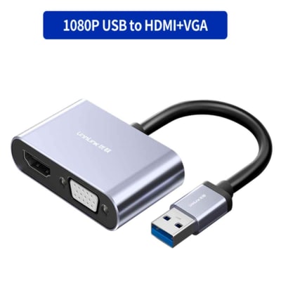 Adaptador USB 3.0 a HDMI + VGA Multipantalla HD Windows, Mac
