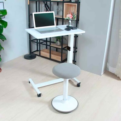 Mesa Portátil para Laptop Mouse, Tablet, Alt. Regulable, 40x40+19cm Melamina Blanco