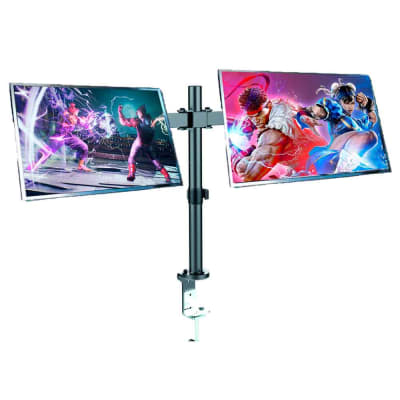 Rack para Monitor Doble Brazo Vesa hasta 32 pulg. Regulable 100x100 75x75 8kg 180° Acero Tubo DT