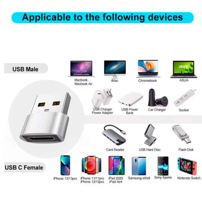 Adaptador USB A macho a USB C Hembra