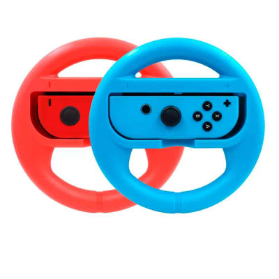 Set 2 und Soporte Timón para Joycons Nintendo Switch Steering Wheel Rojo/Azul