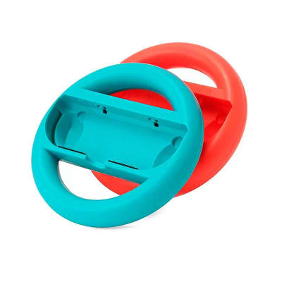 Set 2 und Soporte Timón para Joycons Nintendo Switch Steering Wheel Rojo/Azul