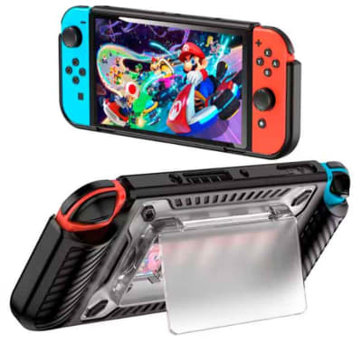 Case para Nintendo Switch OLED Ergonómico con Portajuegos Negro