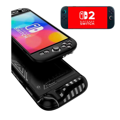 Case para Nintendo Switch 2 Ergonómico 3 Piezas Rígido y Silicon Negro, for