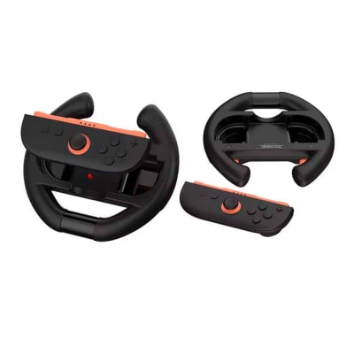 Set 2 und Soporte Timón para Joycons Nintendo Switch 2 Steering Wheel Negro