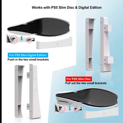 Base Horizontal para PS5 Slim, PS5 Pro, con Lector y Digital, Resistente Blanco, jy