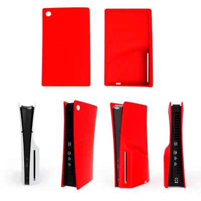 Funda para Consola PS5 Slim Disco Protector Silicona Rojo