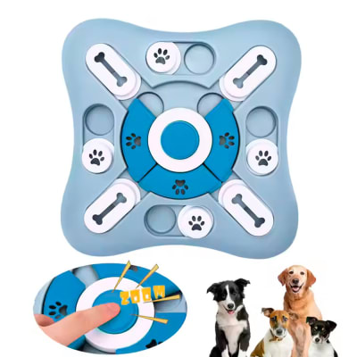 Juguete para Perros y Gatos Puzzle Rompecabezas de Alimento Entrenamiento 25.4cm Azul