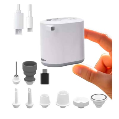 Bomba 3 en 1 Aspirador Inflador de Aire Inalámbrico de Bolsas al Vacío de Viaje Recargable Blanco