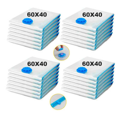 Set 24 Bolsas de Aire al Vacío de Viaje Ahorra Espacio Transparente 60x40cm