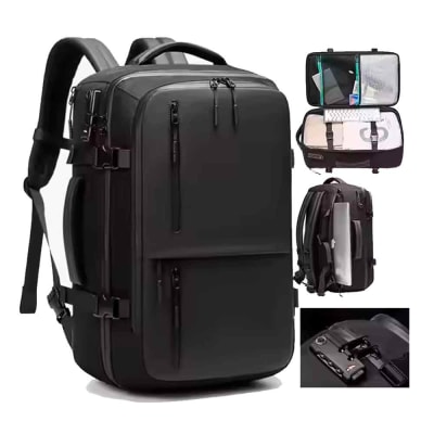 Mochila de Viaje Impermeable 180° Oxford con Clave TSA Ancho Ajustable Negro Mod. A