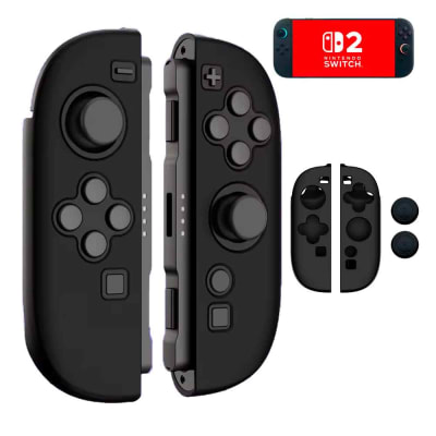 Funda para Joy Cons de Switch 2 + 02 Grips Nintendo Switch 2 Protector Negro