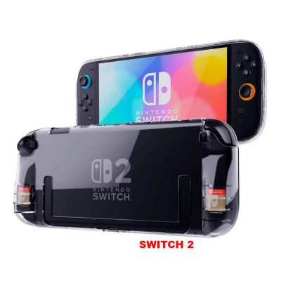 Case para Nintendo Switch 2 Ergonómico Enterizo con Portajuegos Silicon Transparente