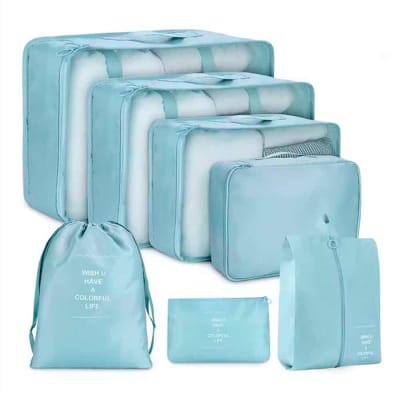 Set 7 Organizadores de Viaje Estuches Almacenamiento Verde Agua