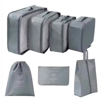 Set 7 Organizadores de Viaje Estuches Almacenamiento Gris