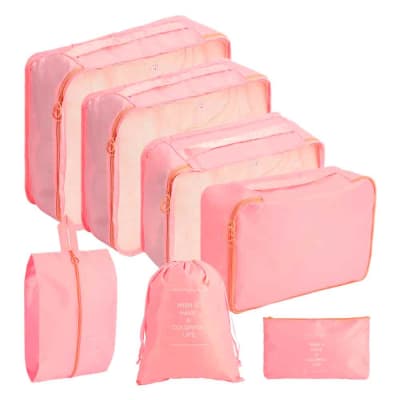 Set 7 Organizadores de Viaje Estuches Almacenamiento Rosado