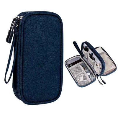 Estuche Organizador Documentos Electrónicos de Viaje Impermeable Azulino