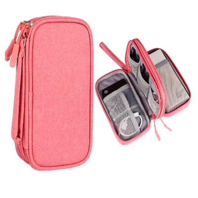 Estuche Organizador Documentos Electrónicos de Viaje Impermeable Rosado